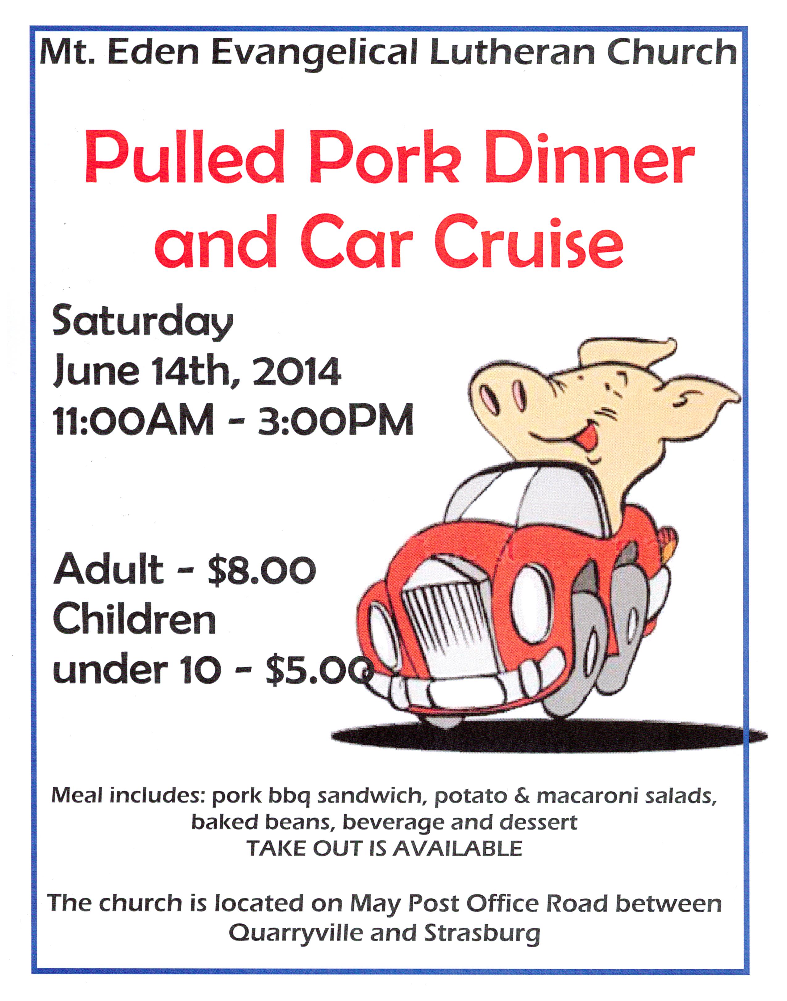 PULLED PORK DINNER AND CAR CRUISE