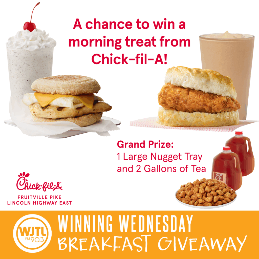 Rise, shine, and win breakfast from Chick-fil-A on Winning Wednesday, July 9th
